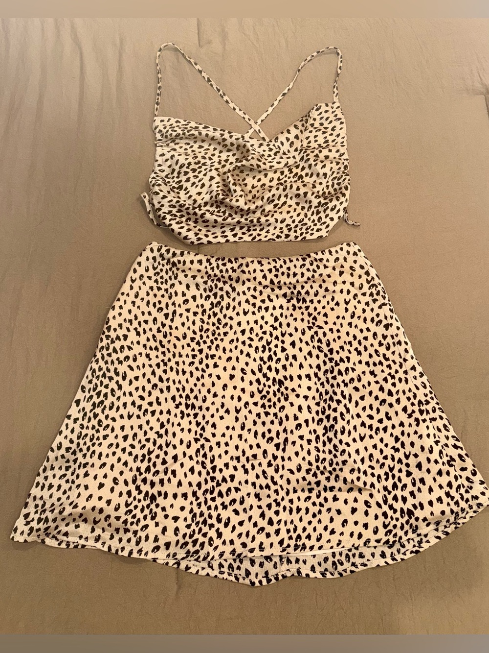 Princess Polly Beige and Black Leopard Print Mini Skirt
